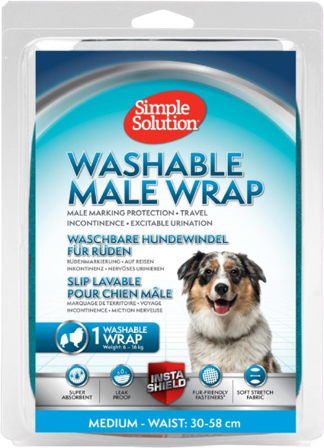 Simple Solution - Vaskbar bleie for hannhunder, M, Midje 30-58 cm - Hund - Hundepleie & kosttilskudd - Tispetruser - ZOO.no