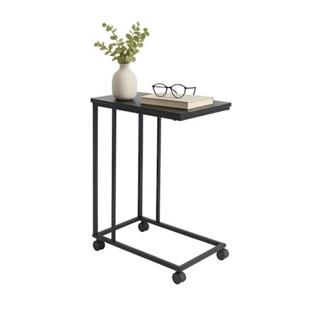 C-format sidobord med hjul – träeffektskiva