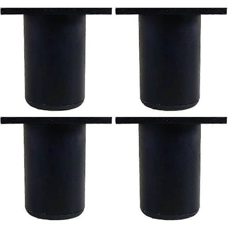 Sæt med 4 Aluminium Køkken Møbelben - Justerbare - Runde - Støtteben til Møbler Sofa - Bæreevne 100 Kg - 6cm - Sort