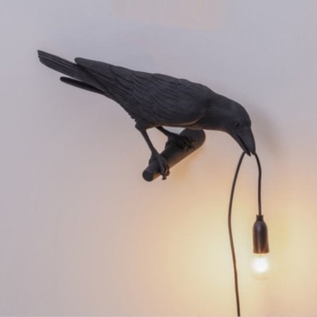 Seletti Bird Vegglampe Moderne Italiensk Svart Hvit Resin Lys Svart Venstre