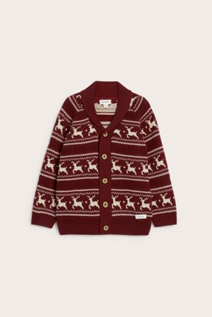 Newbie | Jacquardstrikket jakke | Rød
