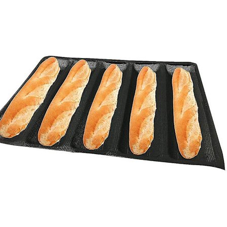 Fransk stil Baguette Bakeform Ikke-klebende Silikon Gjenbrukbar Baguetter Bakeform - Holder 5 Baguetter (som avbildet) Qxuan