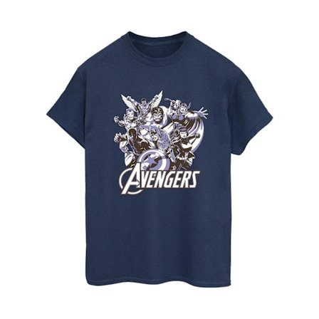 Avengers Dam/Dam Grupp Boyfriend T-Shirt 5XL Marinblå