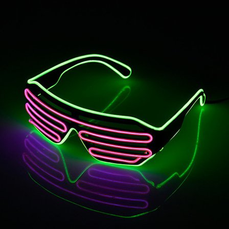 Neon Rave Briller (Grøn+Pink) Wire Flashing LED Solbriller Lys Op DJ Kostumer til Fest, 80'erne, EDM, Halloween