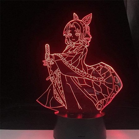 Soveværelsesnatlampe til børn Shinobu KOCHO 3D LED Anime LAMPE Demon Slayer KIMETSU NO Yaiba Farveskiftende LED Natlys Hjemmedekoration G