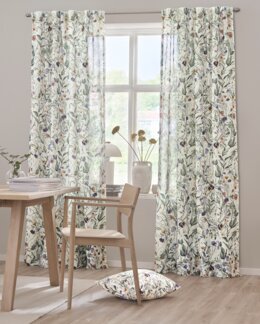 Yhdistelmänauhaverho Viola kukkakuvio 2 kpl Off-white