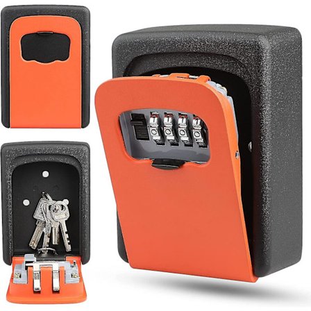 Vægmonteret nøgleboks med 4-cifret kode, vandtæt nøglesafe, kombinationsskab til hjem, garage, skole - Blå (hy)