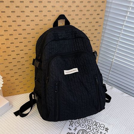 Oppilaan koululaukku Naisten koululaukku Lukio Keskikoulu Oppilas Kaunis tyttö Oppilaan reppu Suuri kapasiteetti Yksinkertainen All-Match reppu-Musta