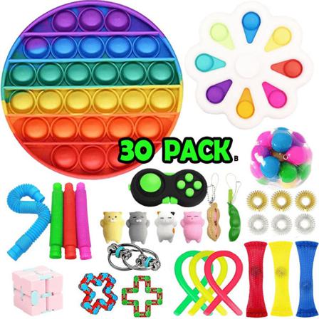 30 Pack Fidget Toy Set Pop It Sensory Toy För Vuxna & Barn (b) Multifärg