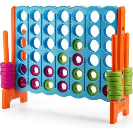 COSTWAY-spil Power 4 Giant for børn online familiebrætspil med 42 ringe og skydere fra 3 år og derover Blå