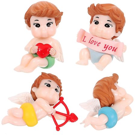 4 kpl enkeli Amor patsas pari vuosipäivä lahja mikro maisema koriste (3.00X2.00X1.50CM, väri)