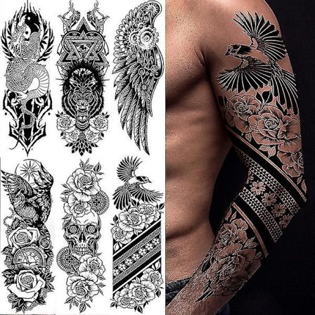 6 Sheets Temporary Tattoos For Men Women Armwanan