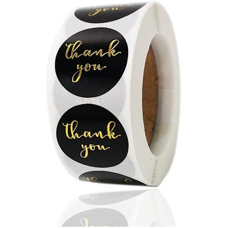 2 Rullaa 1 " Kiitos Tarrat, Kultafolio Fontti Musta Kiitos S