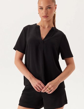 Bubbleroom V-Neck Blouse - Black - XS