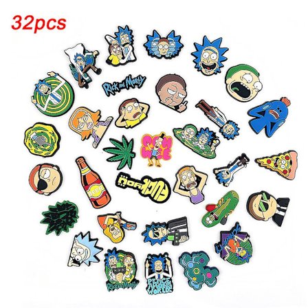 32 stk Rick And Morty Sko Charms Til DIY Klogsandaler Dekoration Sko Tilbehør