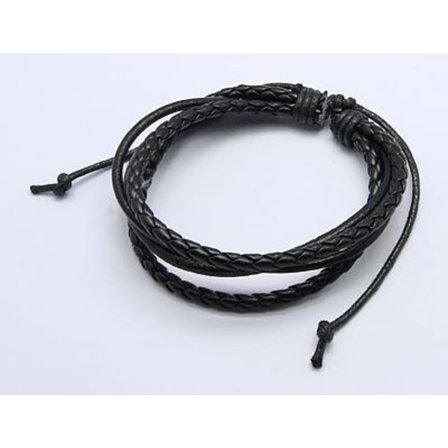 Handgjord Justerbar armband med svart PU läder och läderrem