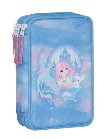 Beckmann Norway Three Section Pencil Case W/Content, Fairytale - Blue - ONE SIZE