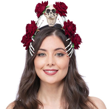 Hårbøjle med Lilla Roser og Skelethænder