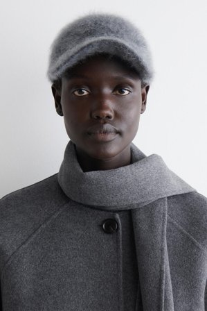 COS Women's Brushed Cashmere Baseball Cap in Grey