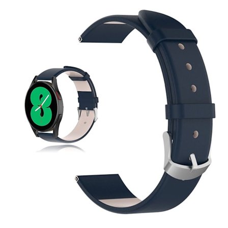 20 mm urrem i ægte læder til Samsung-ur - Mørkeblå