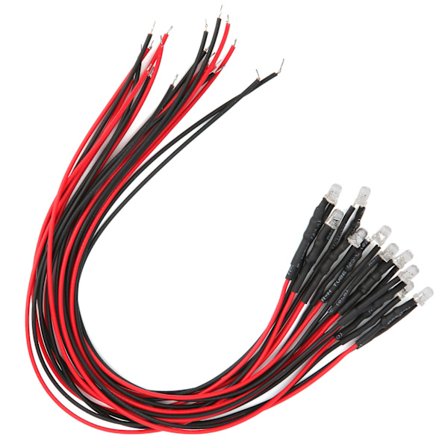 50 stk. ferdigkablet LED blinkende diodelys rundt hode oransje 12V