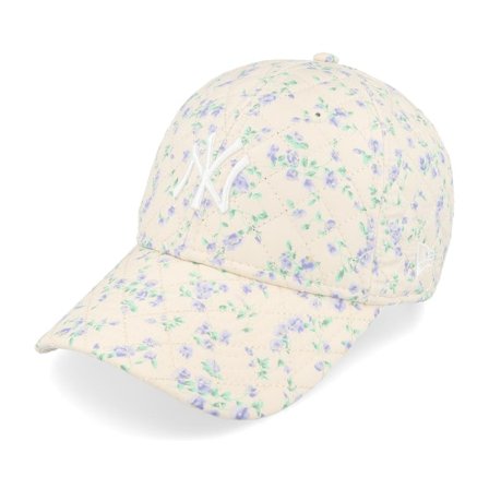 New Era - MLB Beige Unconstructed Cap - New York Yankees Womens Floral Quilt 9TWENTY Stone/White Dad Cap @ Hatstore