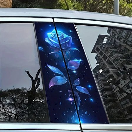 Shoous Blå Rose Tegneserieklistermærke, Vandtæt Bilklistermærke, Velegnet til Glas, Metal, Plast og Træoverflader