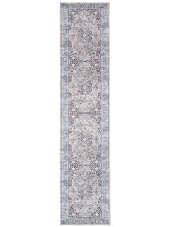Gina Oriental Washable 80X350 Small Grey/Beige Medallion Runner Cotton Rug