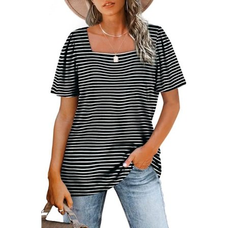 Naisten topit, rento neliökaulus, puff-hihat, T-paidat, löysä istuvuus, XL