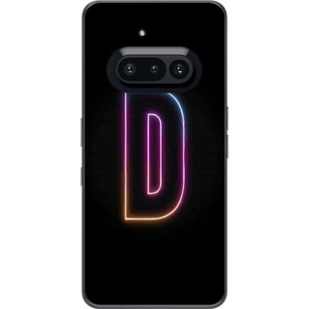Kompatibel Mobilcover til Nothing Nothing Phone (3a) Minimalistisk neonbogstav D i farveskiftende lys mod sort baggrund i moderne digital design