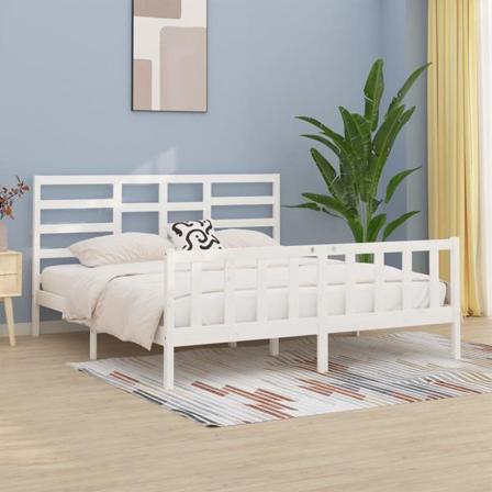 Vidaxl Sängram Vit Massivt Trä 180x200 Cm Vit