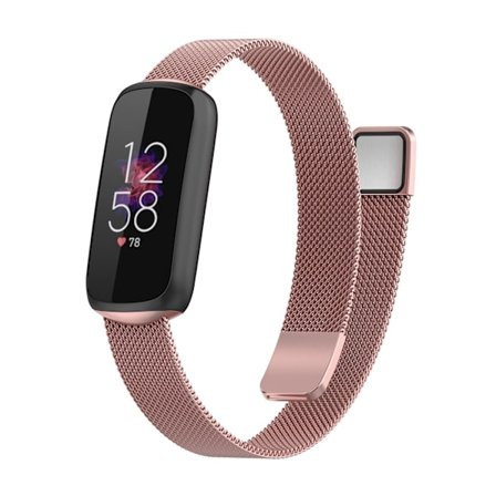 Mesh i rostfritt stål Justerbar armbandsrem för Fitbit Luxe/luxe Special Edition Fitness Tracker Damer Herr (champagne Guld)