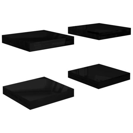 Vidaxl Svävande Vägghyllor 4 St Svart Högglans 23x23,5x3,8 Cm Md Svart