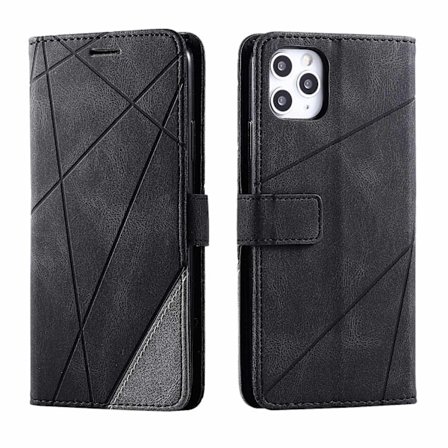 Fodral för iPhone 16PRO MAX svart Soft-Touch Mixed Media Plånbok med Korthållare Flip Magnetisk