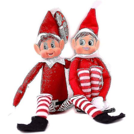 12" Dreng / Pige Den Uartige Julealfe På Displayhylde Rekvisit Xmas Plyslegetøj