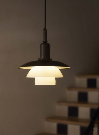 PH 3/3 taklampe - aged brass/opal