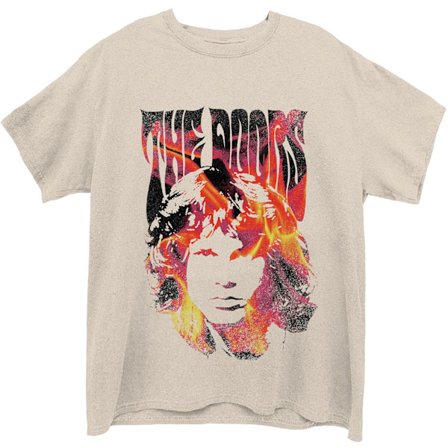 The Doors Unisex Adult Jim Morrison Face Fire Cotton T-Shirt XL