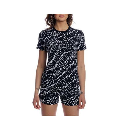 Moschino, T-shirt with Multilogy Print Es 22Mo 09 A1928 9004 Czarny, Kobieta, Rozmiar: L