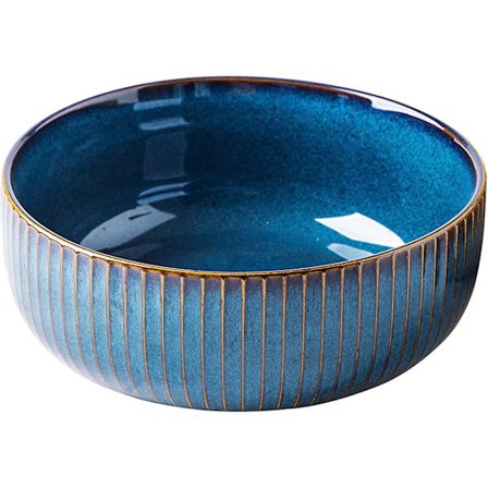 Salladsskål 66 Oz, 8" Stora soppskålar, porslin rund serveringsskål blå dekorativ skål för sallad, chips, flingor, frukt och pasta (1 st)