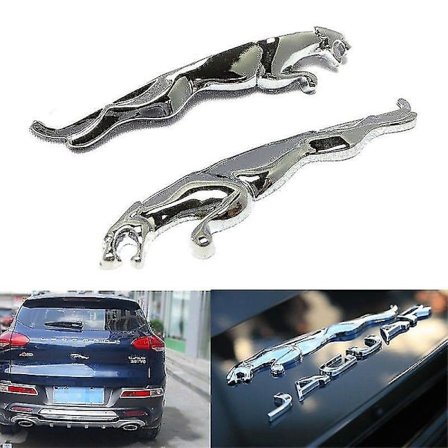 Kromi Jaguar Leaping Cat Metallimerkki Embleemi 95mm X 20mm (1 Pari)