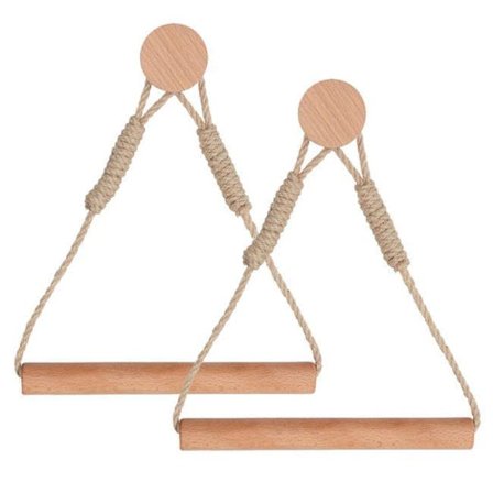 Toiletpapirholder i træ med rem 2-pak – Vægmonteret 2-i-1 papirholder & håndklædeholder 30x16cm_OF