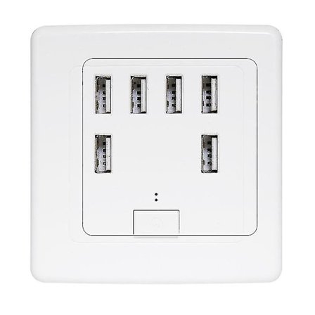 USB Universal Veggkontakt 6 Porter 4A Laderpanel Rask