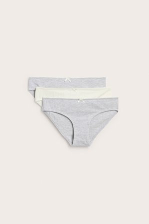 Kappahl | Prążkowane majtki biodrówki 3 sztuki Jasnoszary 170 | Jasnoszary