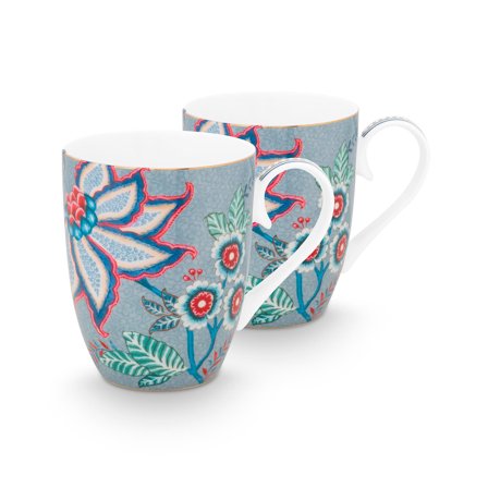 PIP Studio Flower Festival muki 35 cl 2-pakkaus, sininen