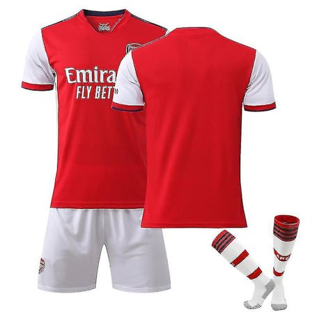 Arsenal Hjem Barn Herre Fotballsett Fotballdrakt Treningsskjorte dress 21/22 Aubameyang / Simth / Saka / Pepe