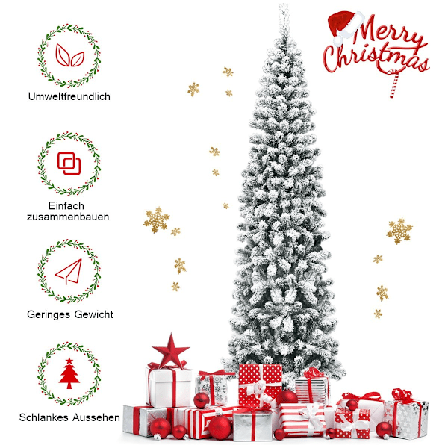 Konstgjord snötäckt julgran med 461 grenar som mäter 225 cm