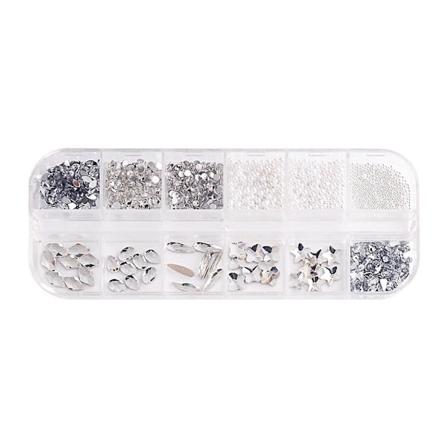 Hjärtformade pärlor nagelkonst dekorationer vattendroppar nagel strass DIY Silver