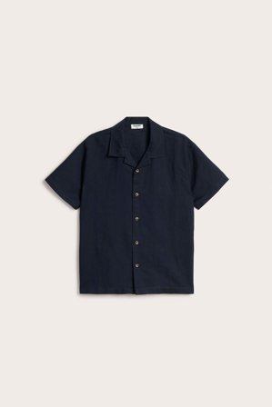 Kappahl | Kortermet skjorte i linblanding Mørkeblå 152 | Mørkeblå