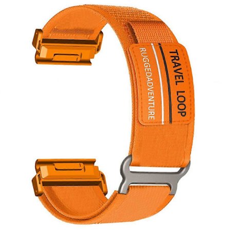 Nylonarmband för Garmin Fenix 8 51mm / 7X / 6X / 5X Kardborreband 26mm Universellt Klockarmband med Metallspänne Orange