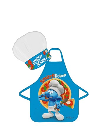 BrandMac Kids Apron + Hat - The Smurfs - Ts 1003 Blue - Multi/patterned - ONE SIZE